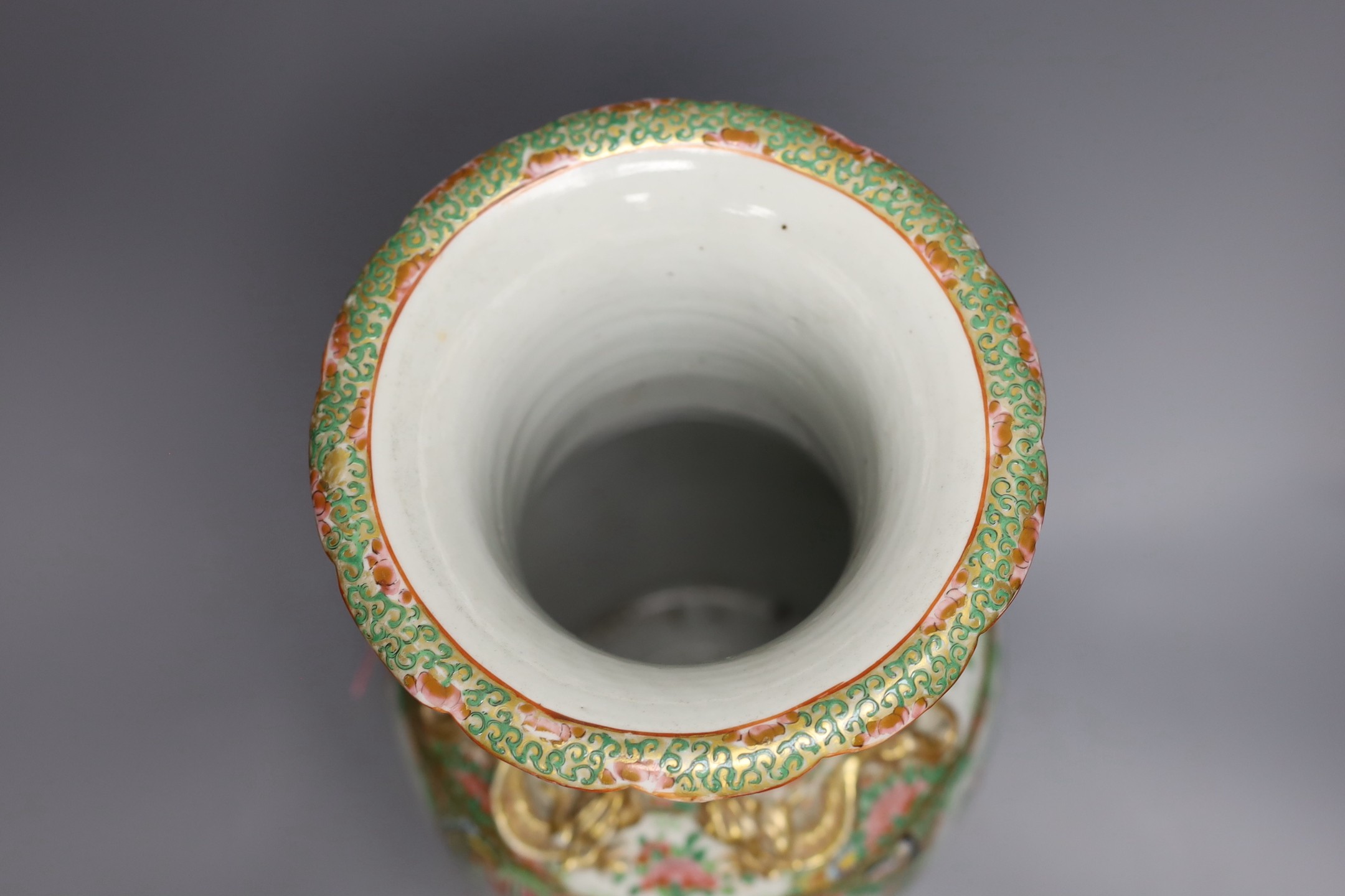 A 19th century Chinese Cantonese famille rose baluster vase, 44cm tall